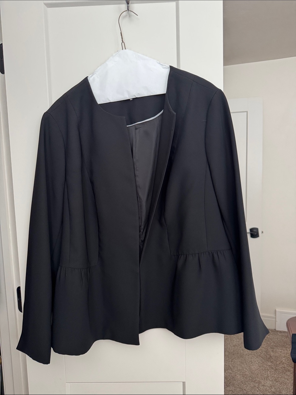 Talbots Black Open-Front Peplum Blazer